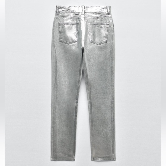 ZARA THE METALLIC SLIM WAXED JEANS - Picture 8 of 11